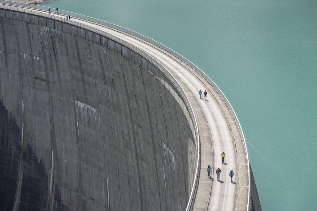 dam, reservoir, water power, water, nature, outlook